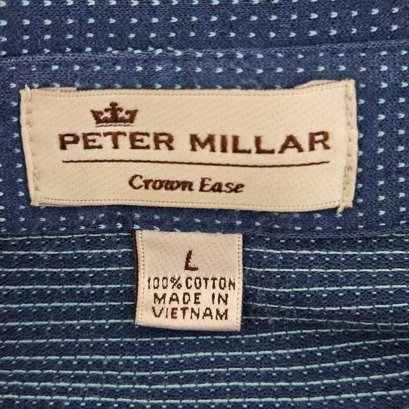 Peter Millar Men's Blue Polo Crown Ease Short-Sleeve Shirt | Large | FLAWS - Picture 5 of 16